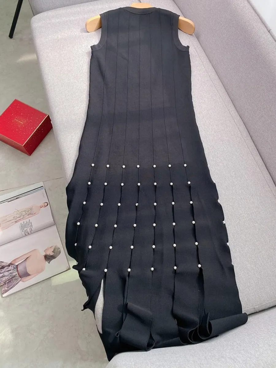 Pre Order:  Sleeveless Pleated Long Knitted Dress