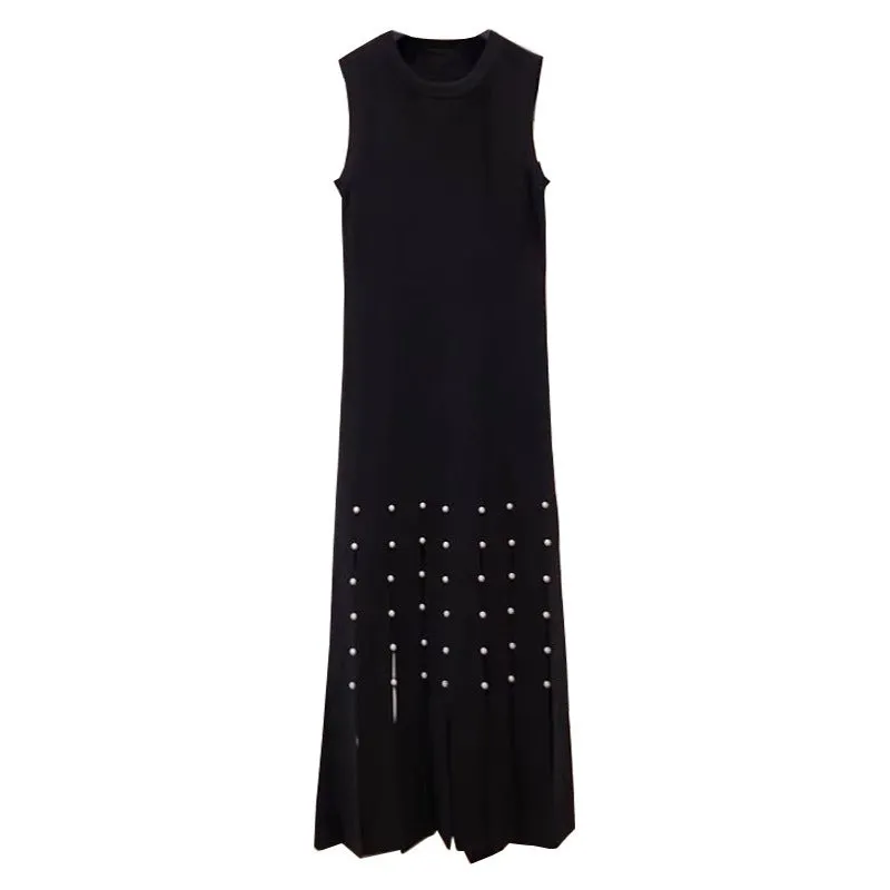 Pre Order:  Sleeveless Pleated Long Knitted Dress