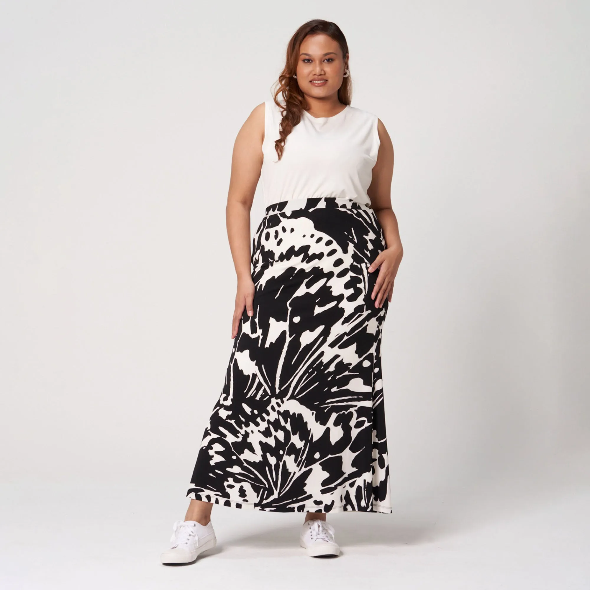 Printed Fit & Flare Skirt