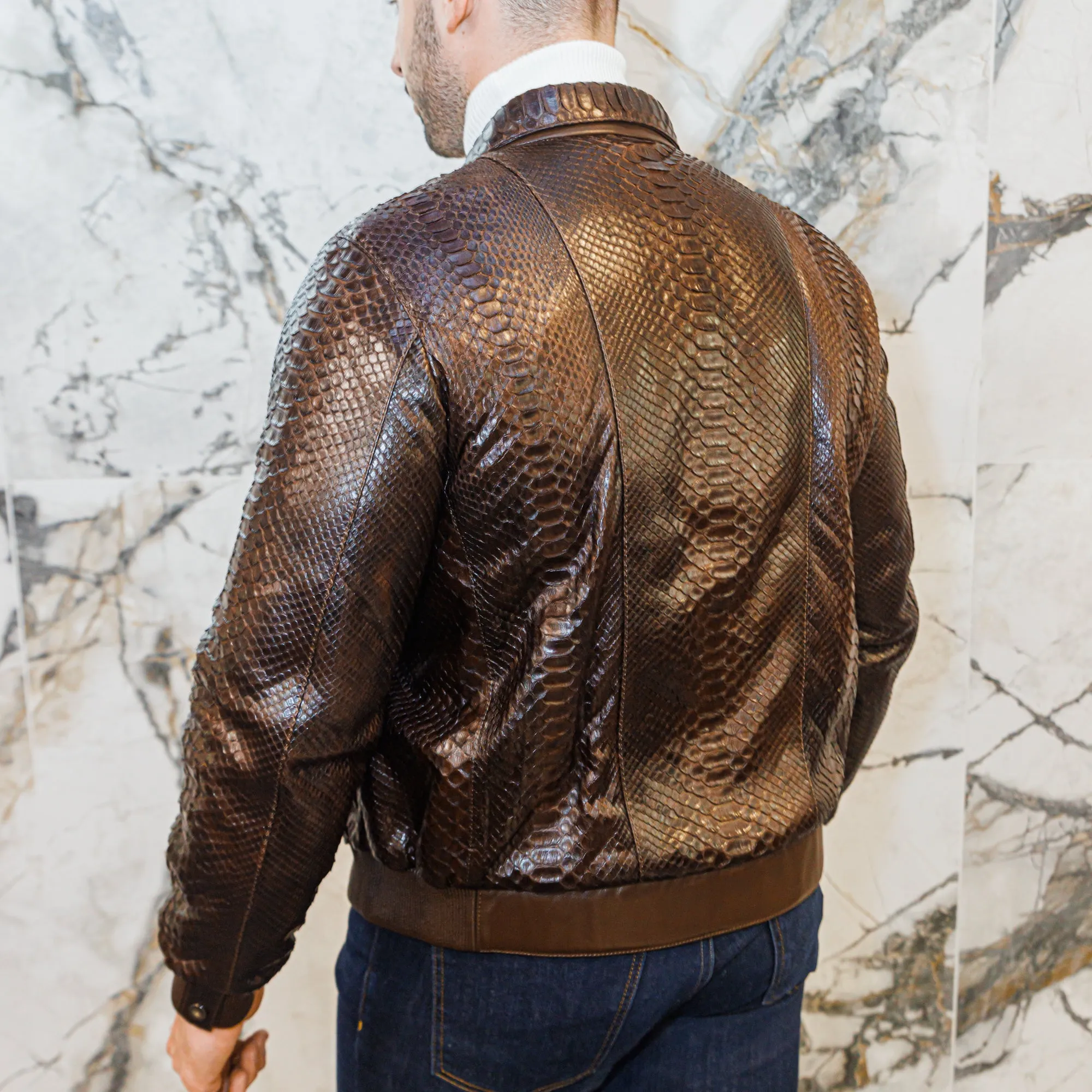 Python Leather Jacket - Brown