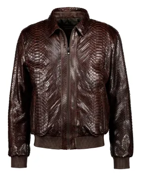 Python Leather Jacket - Brown