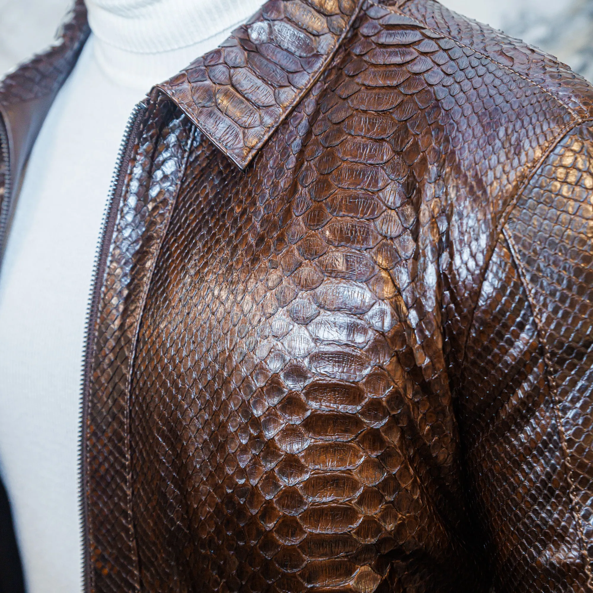 Python Leather Jacket - Brown