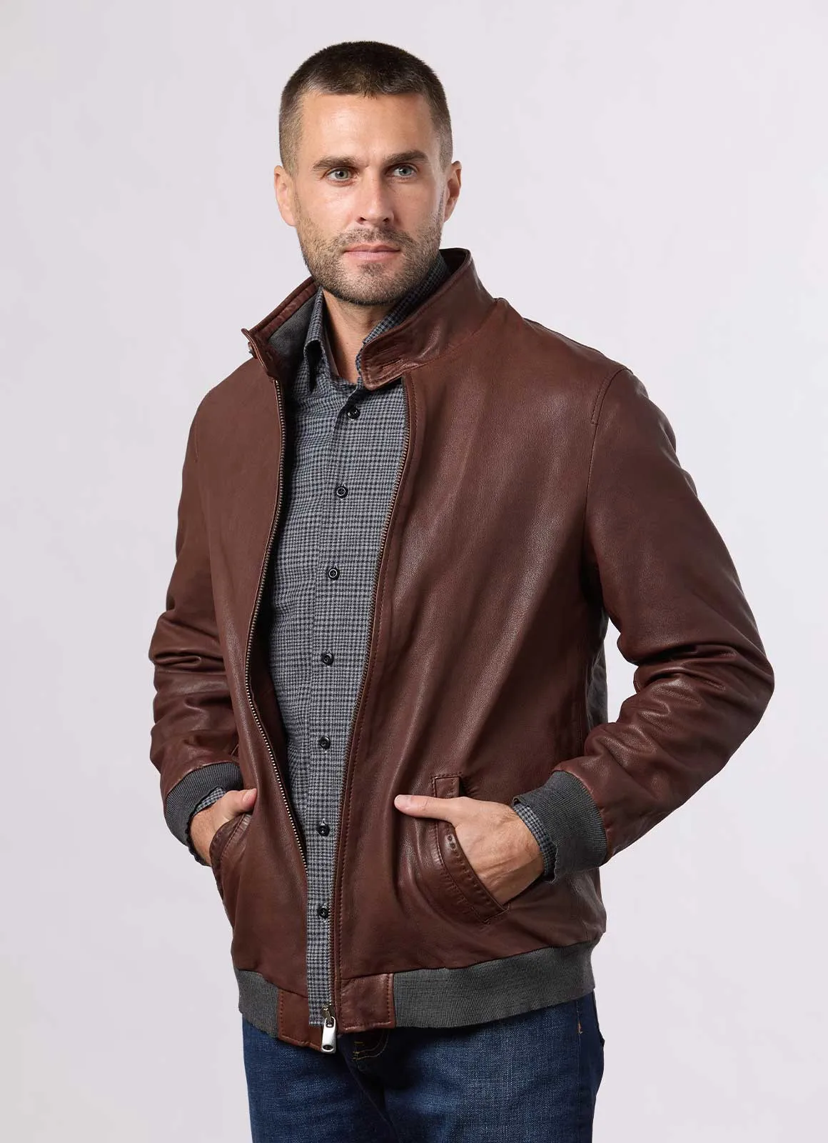 Redby Leather Bomber Jacket