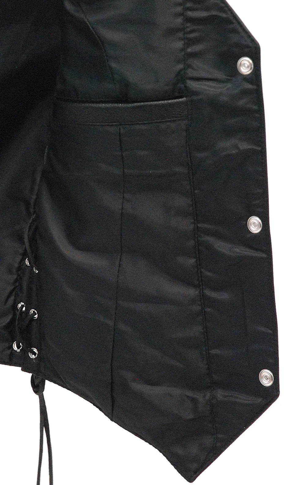 Rivet Stud Trim Side Lace Women's Leather Vest #VL2666SLK ()