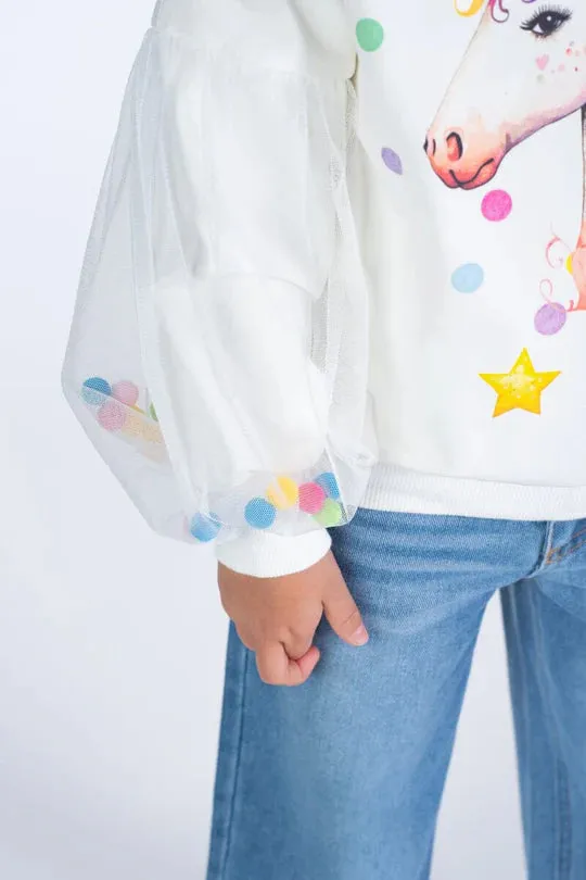 Rock Your Baby - Unicorn Tulle Sleeve Sweatshirt