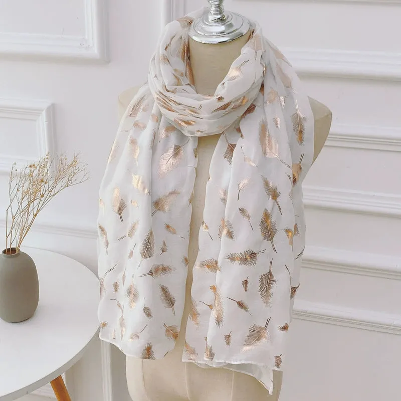 Romantic Gold Pattern Silk Scarf