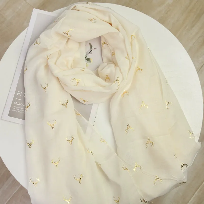 Romantic Gold Pattern Silk Scarf