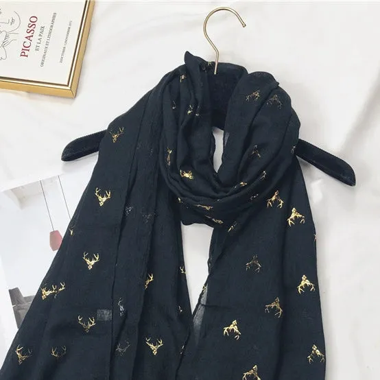 Romantic Gold Pattern Silk Scarf