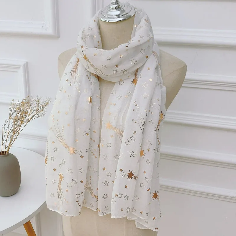 Romantic Gold Pattern Silk Scarf