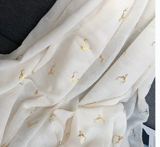 Romantic Gold Pattern Silk Scarf