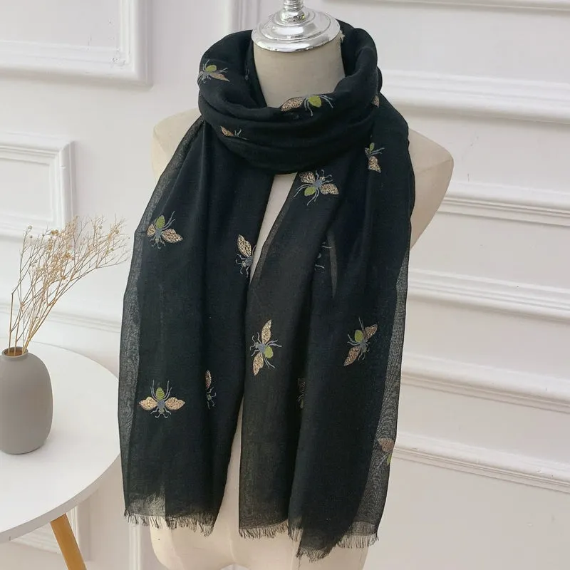 Romantic Gold Pattern Silk Scarf