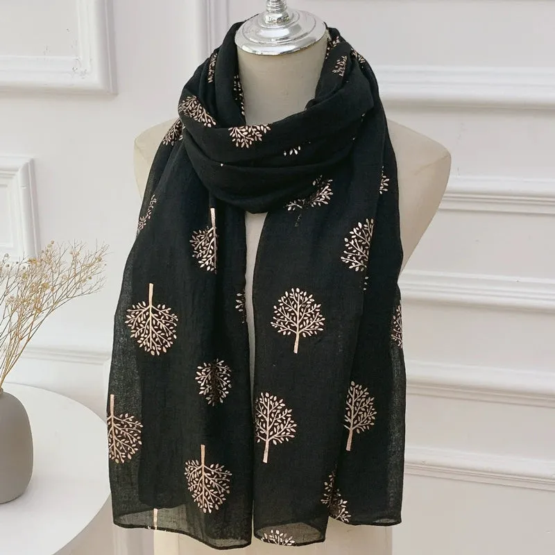 Romantic Gold Pattern Silk Scarf