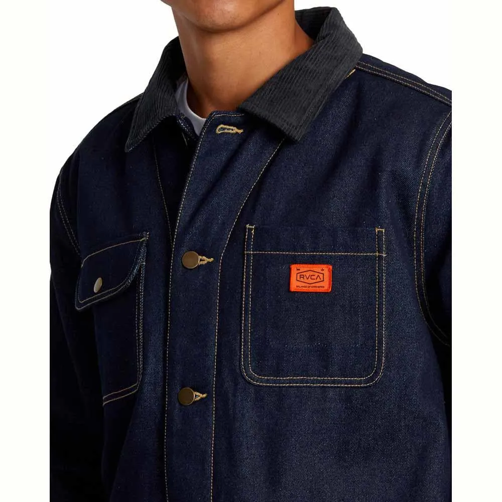 RVCA Chainmail Chore 2 Duck Canvas Jacket Blue Rinse