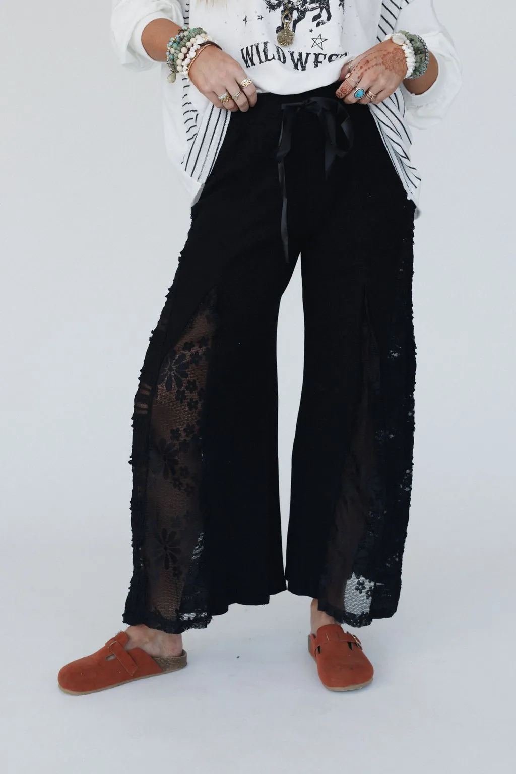 Sequoia Lace Wide Leg Pants - Black