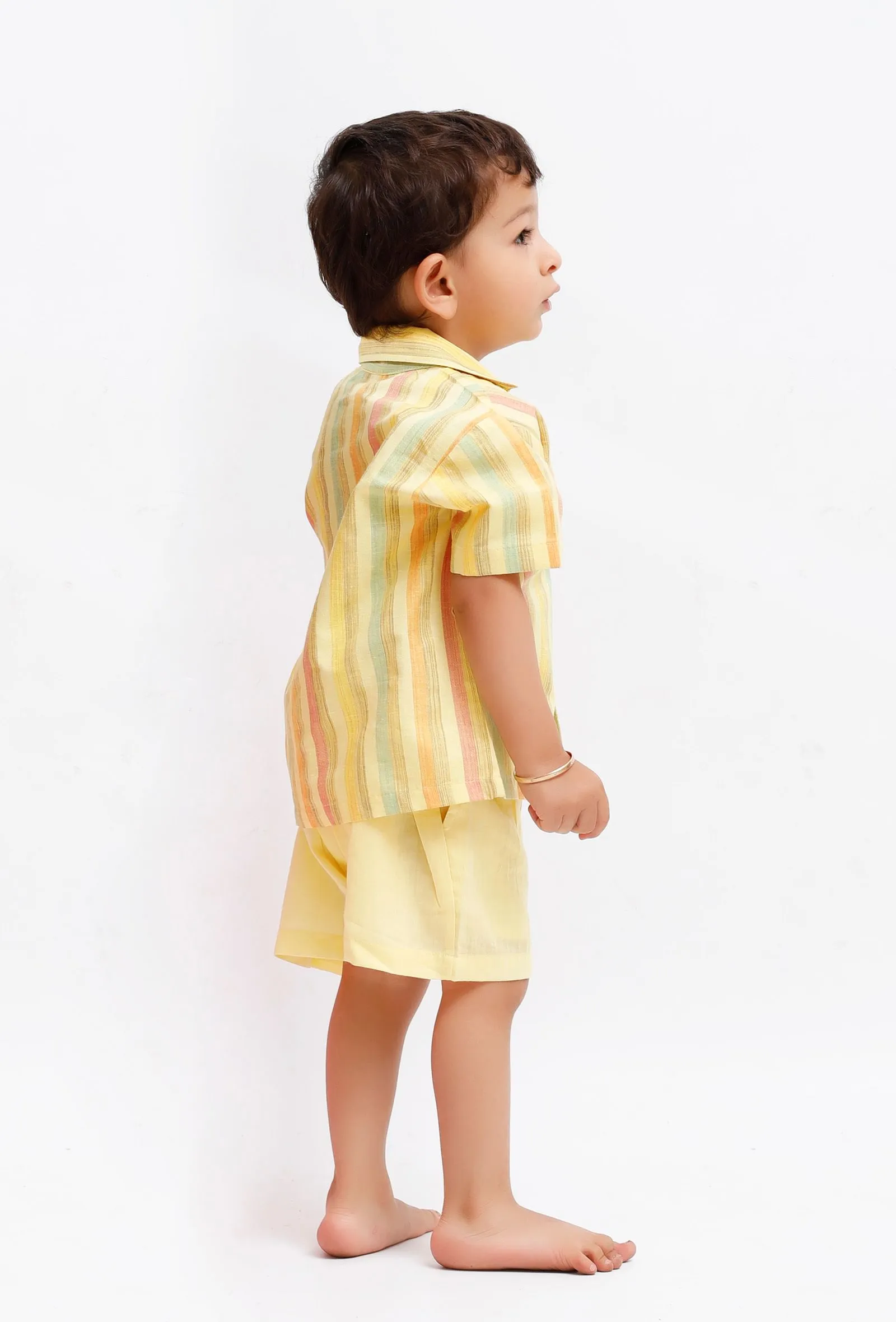 Set Of 2: Yellow Striped Shirt and Yellow shorts