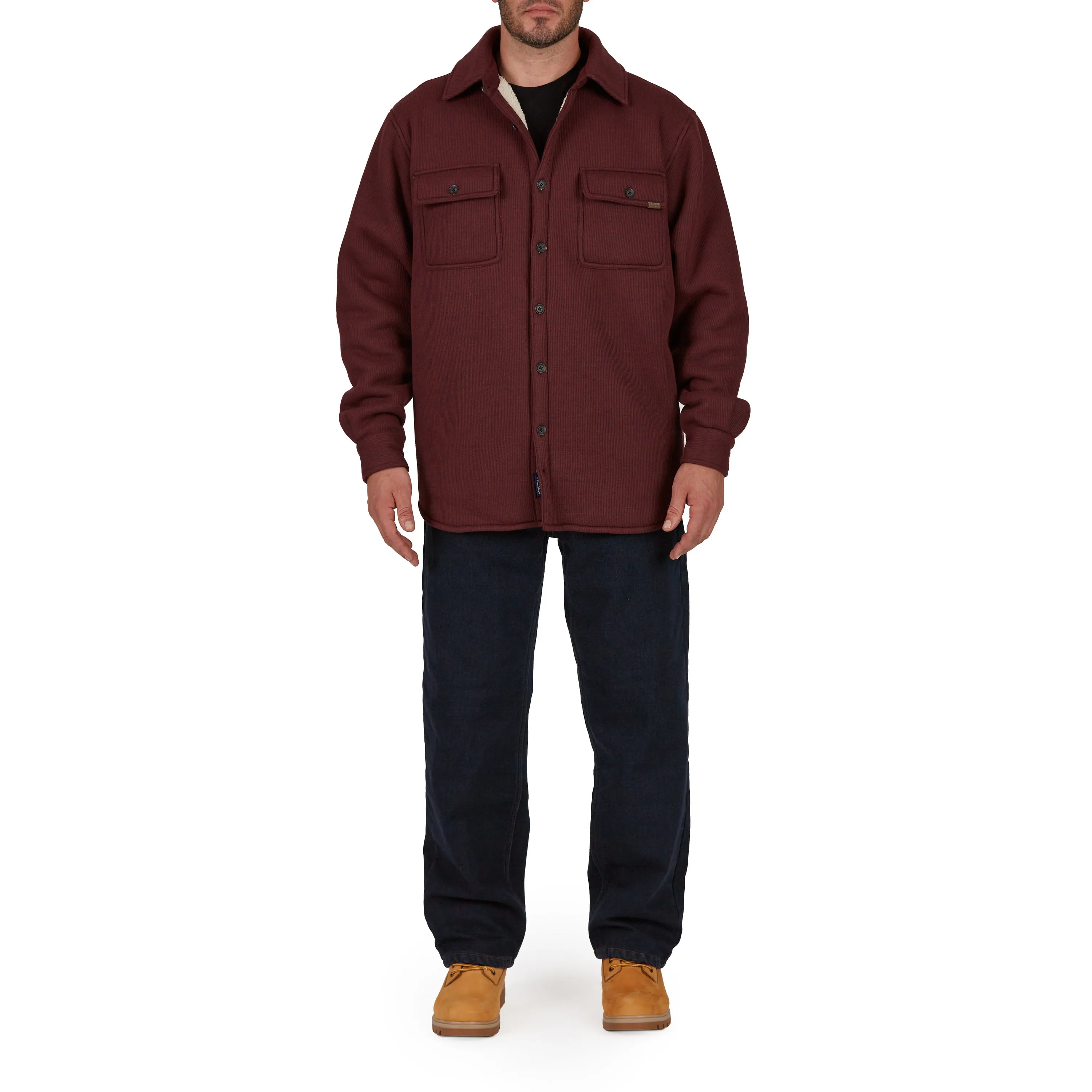 SHERPA-LINED HEATHERED THERMAL SHIRT-JACKET