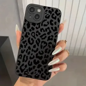 Silicone Leopard Print iPhone Case (Matte Black) – Stylish iPhone Case