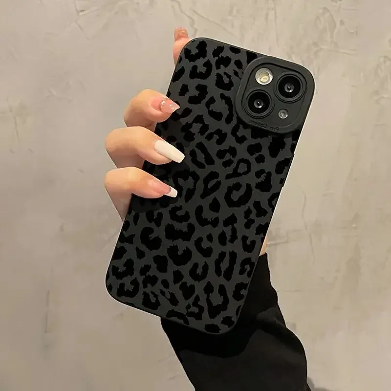 Silicone Leopard Print iPhone Case (Matte Black) – Stylish iPhone Case