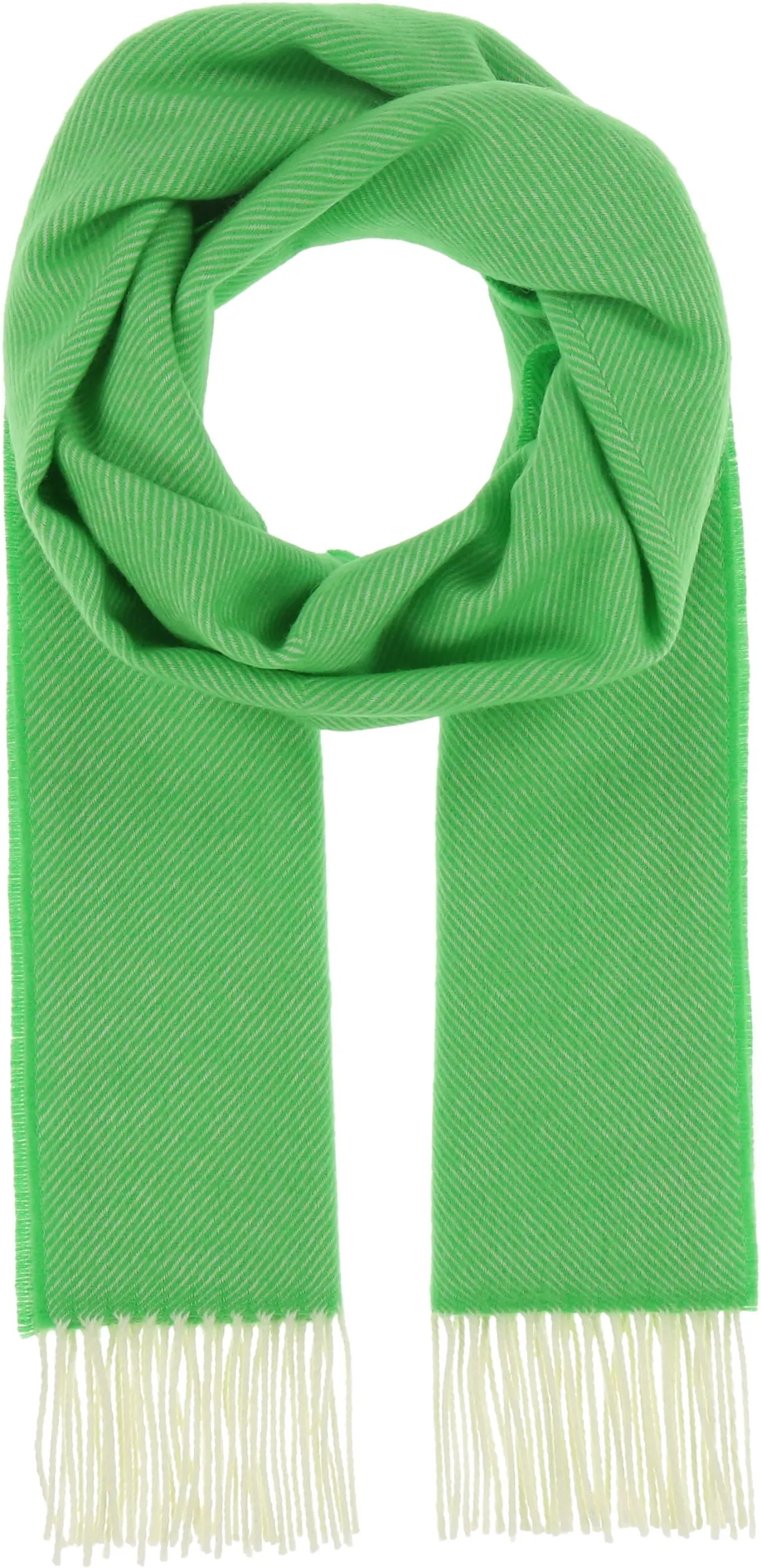 Solid Wool Twill Scarf with Contrast Fringe