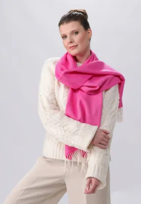 Solid Wool Twill Scarf with Contrast Fringe