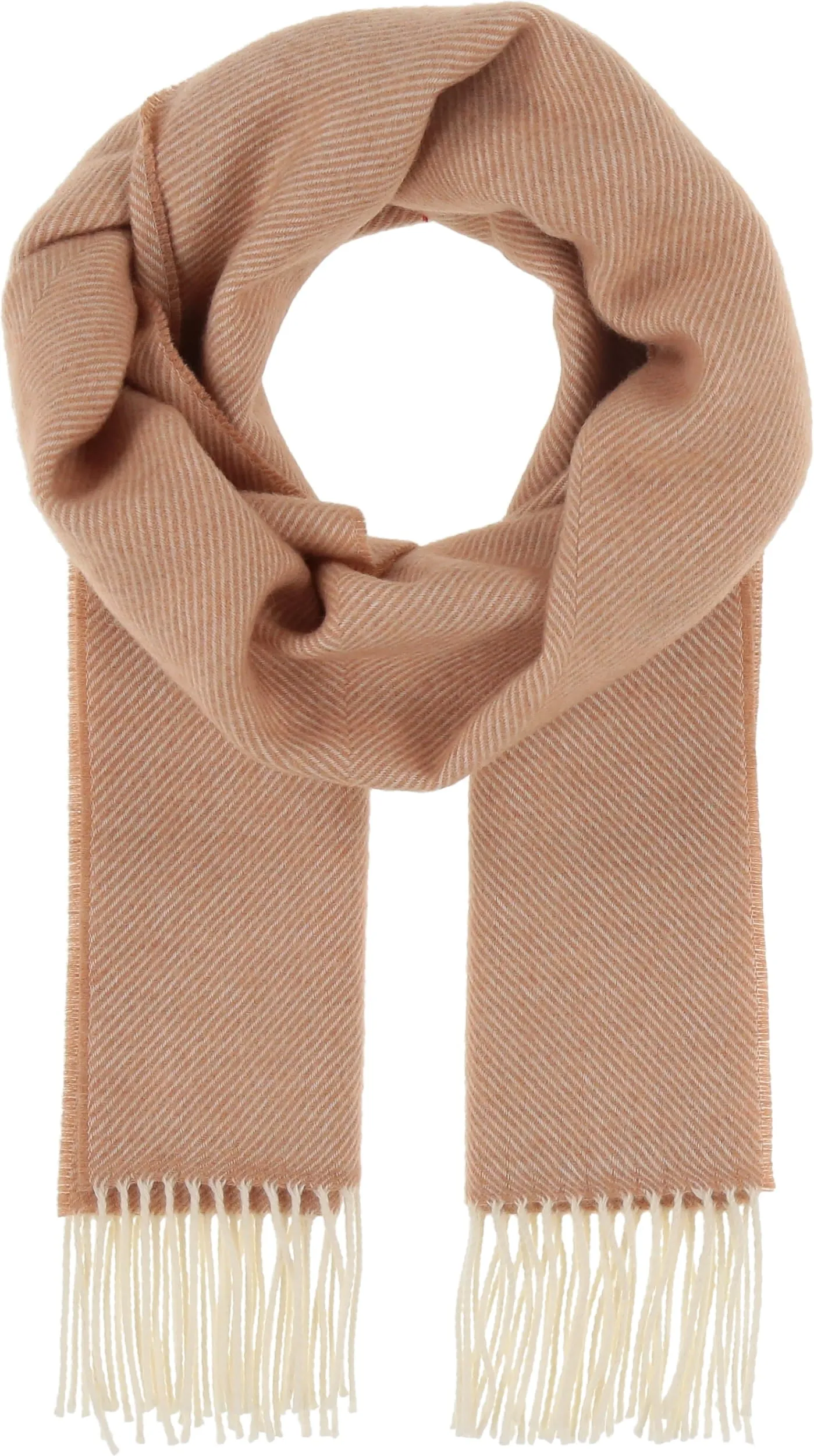 Solid Wool Twill Scarf with Contrast Fringe