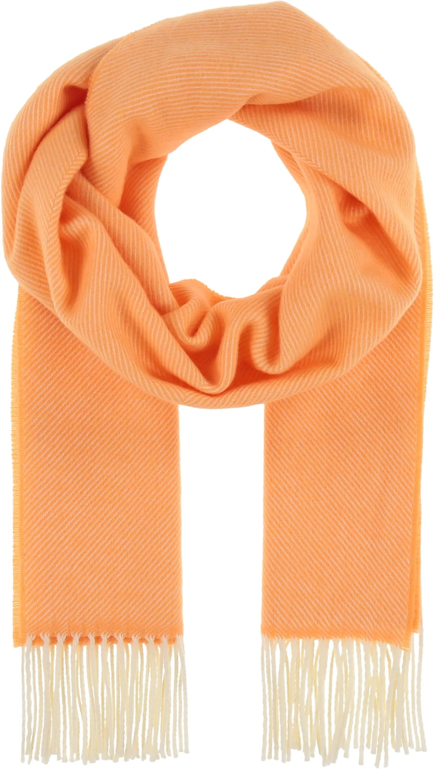 Solid Wool Twill Scarf with Contrast Fringe