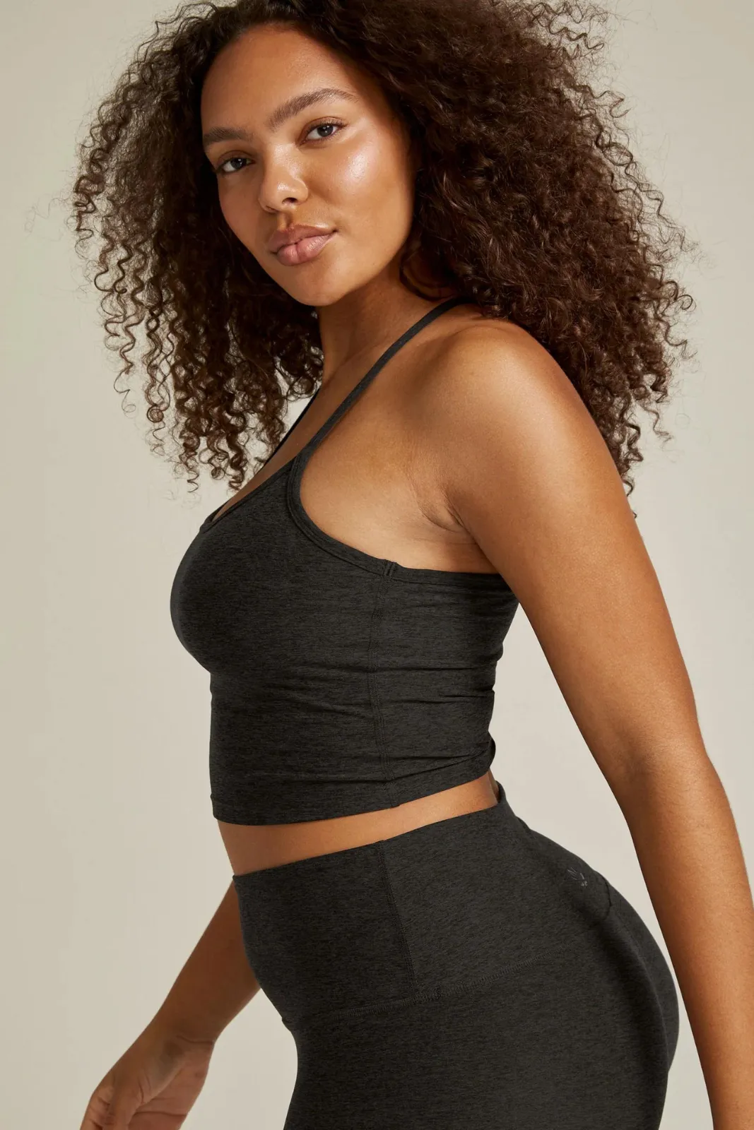 Spacedye Slim Racerback Cropped Tank, Darkest Night