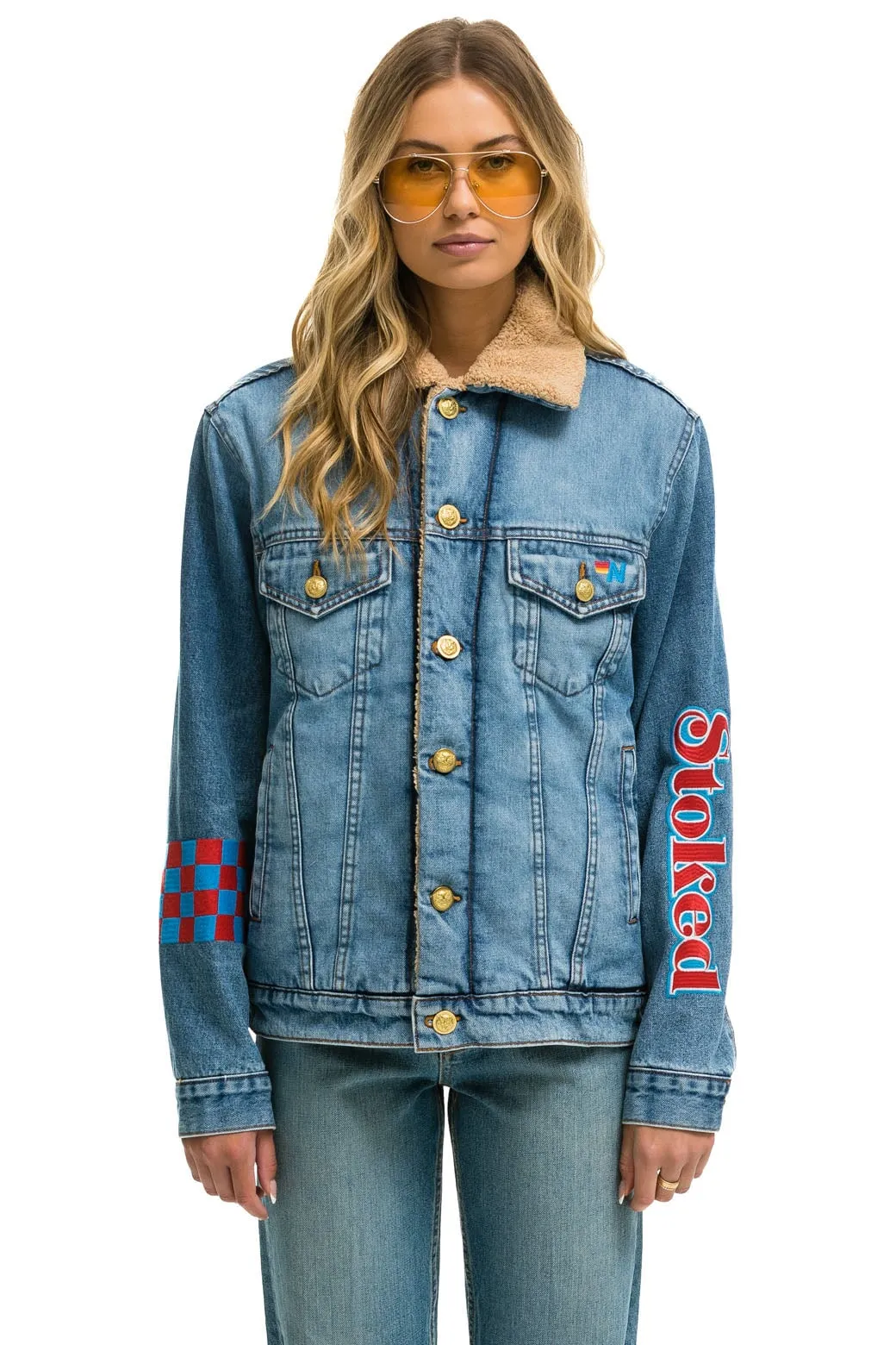 STOKED BOLT SMILEY RANCH SHERPA DENIM JACKET- SUPER LIGHT