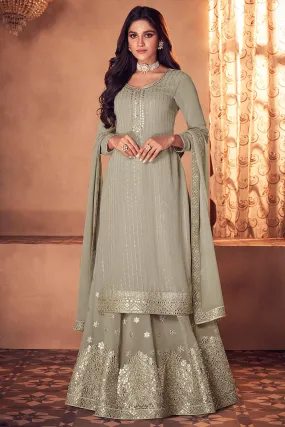 Stupendous Grey Lehenga Style Designer Suit