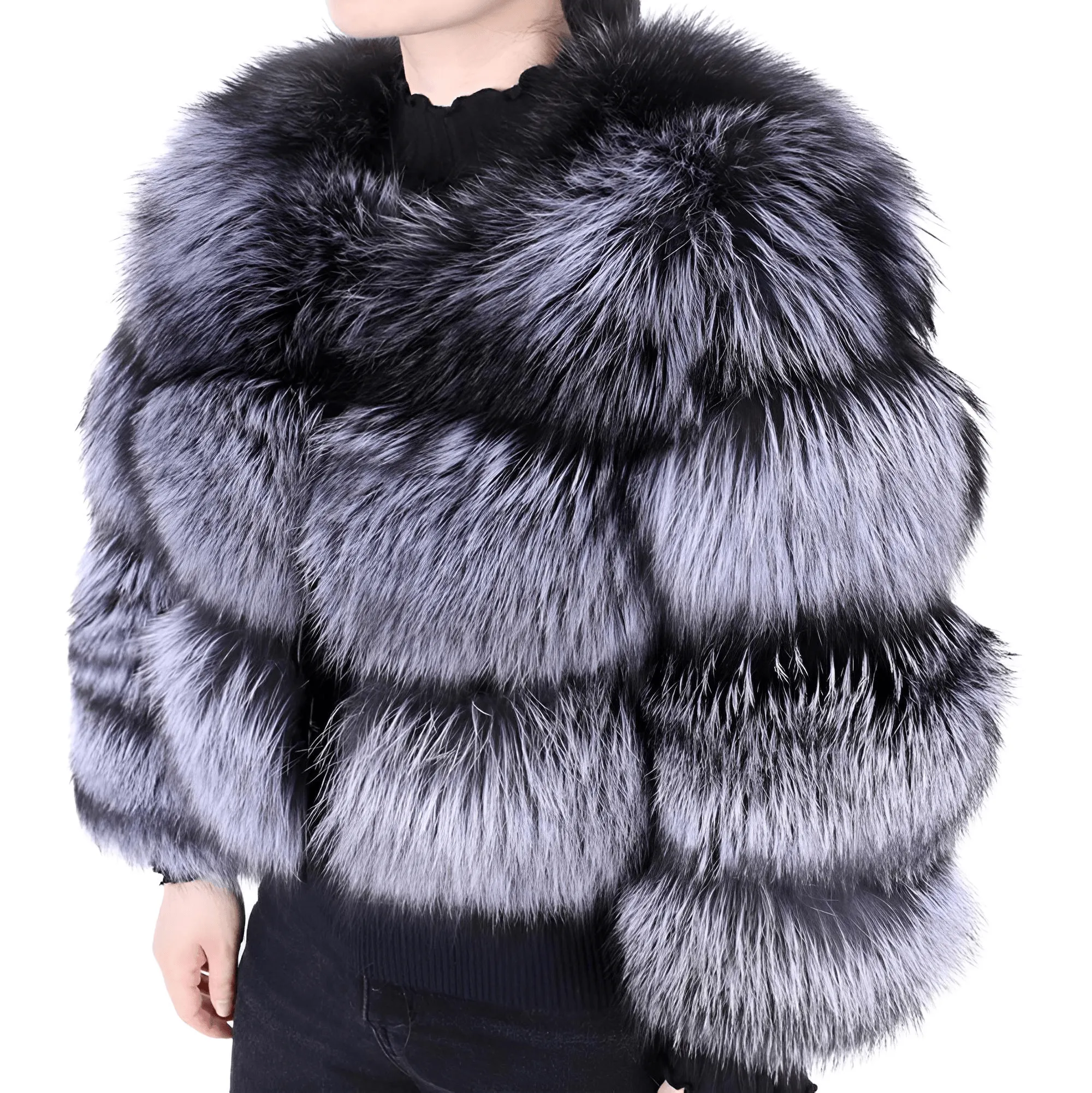 Super Hot Winter Luxury Women's Thick Real Fur Coat Natural Fox Fur Jacket Plus Size Jackets Female