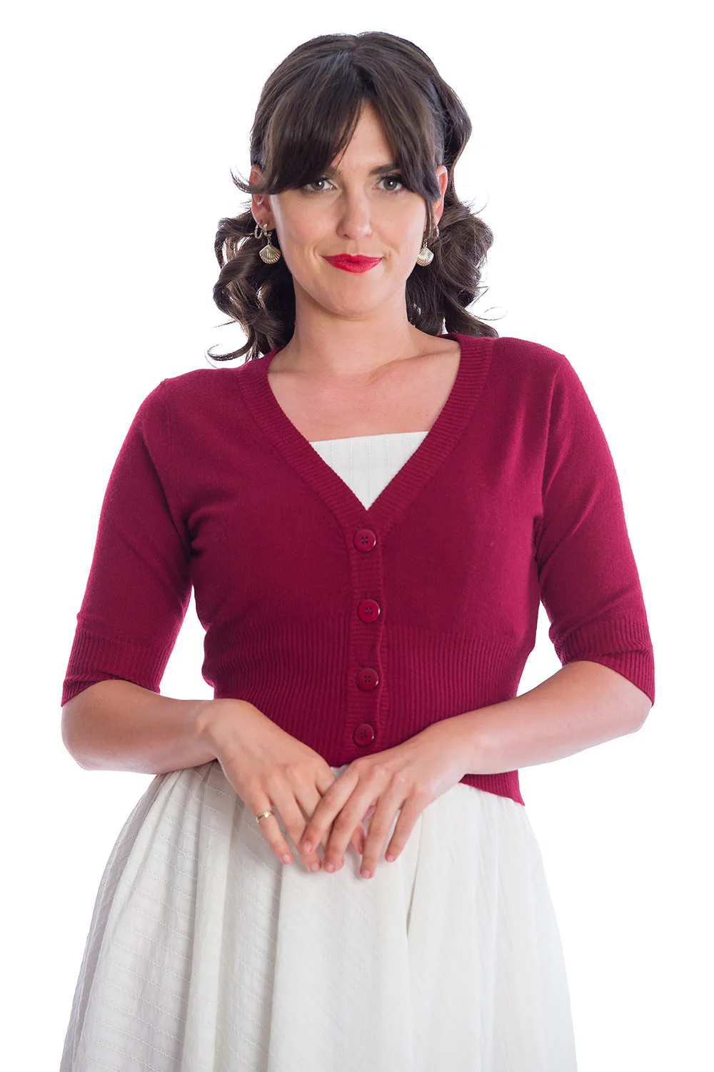 Sweet Dreamer Cardigan Dark Red by Banned