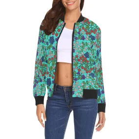 Takwakin Harvest Turquoise All Over Print Bomber Jacket for Women