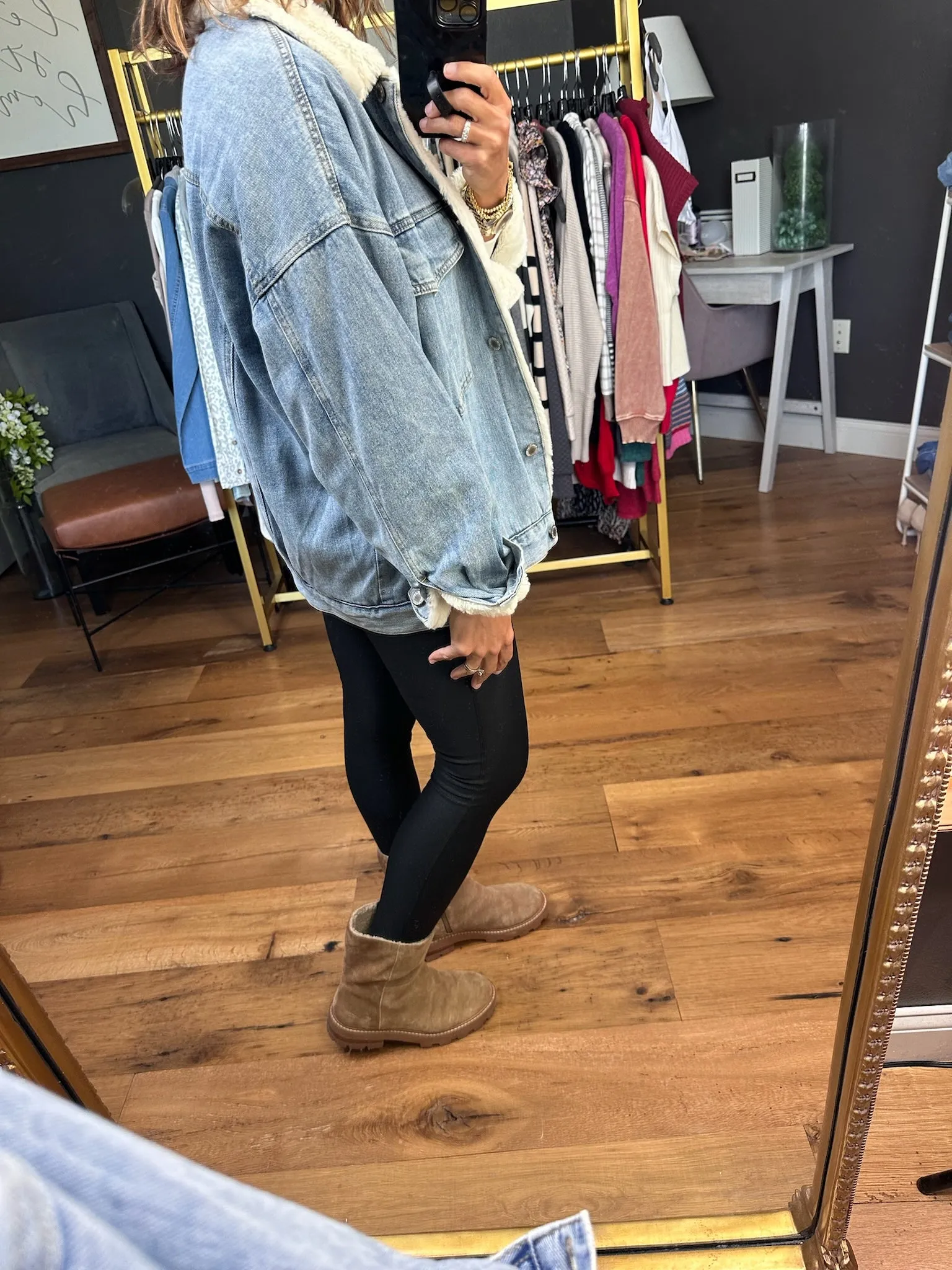 The Cecelia Sherpa Lined Denim Jacket