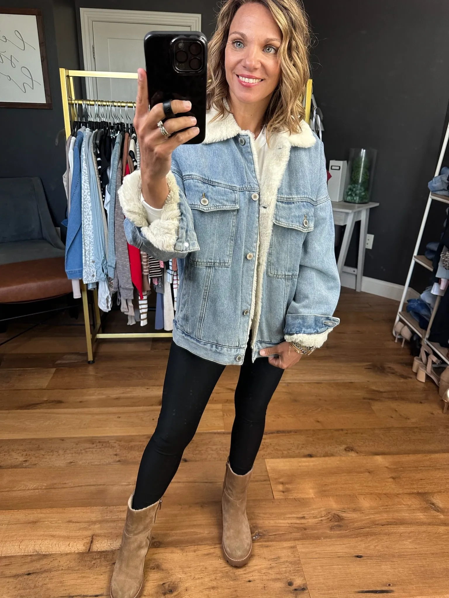 The Cecelia Sherpa Lined Denim Jacket