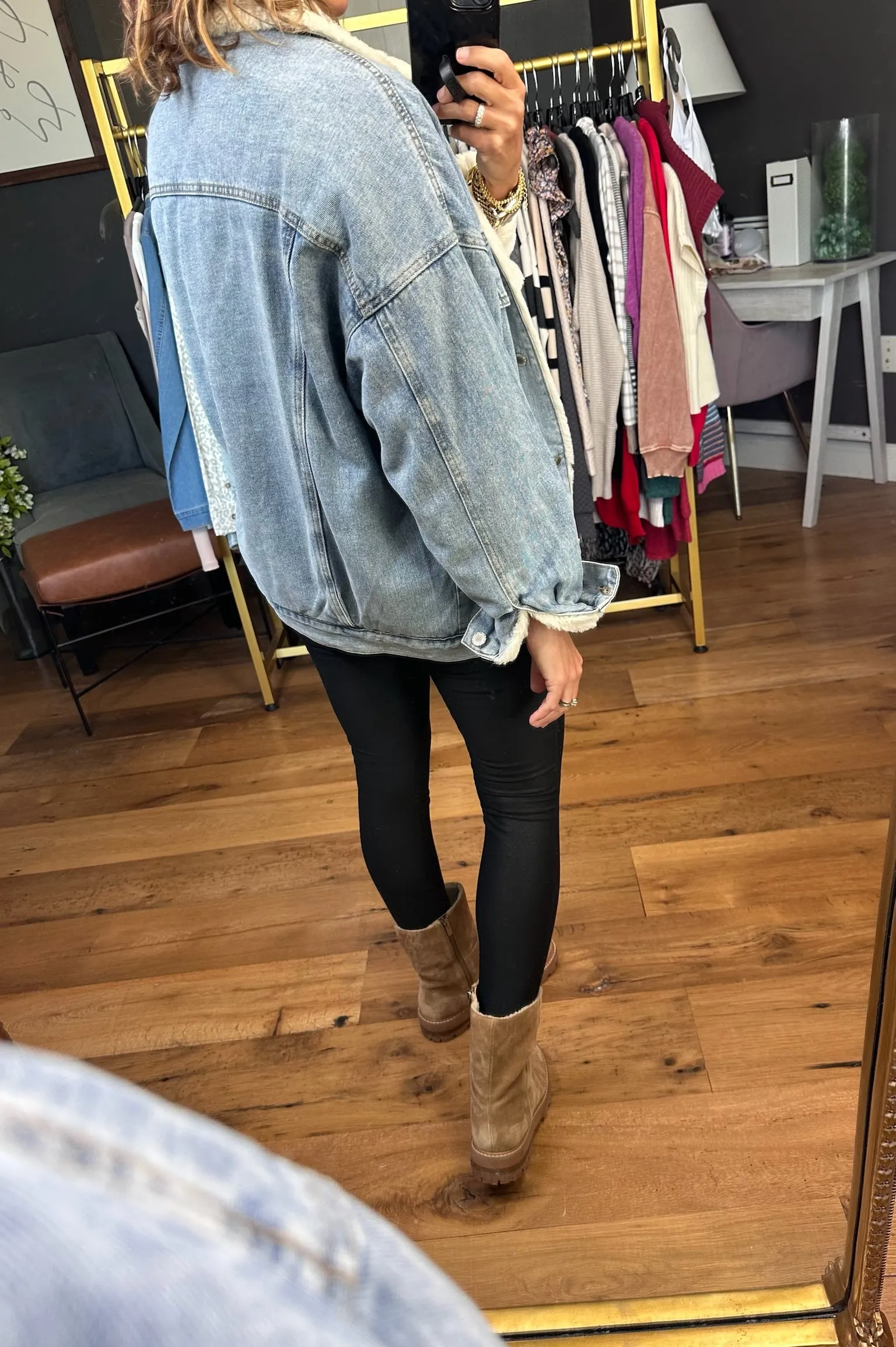 The Cecelia Sherpa Lined Denim Jacket