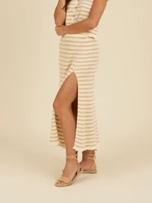 The Knit Midi Skirt by Rylee   Cru - Sand Stripe