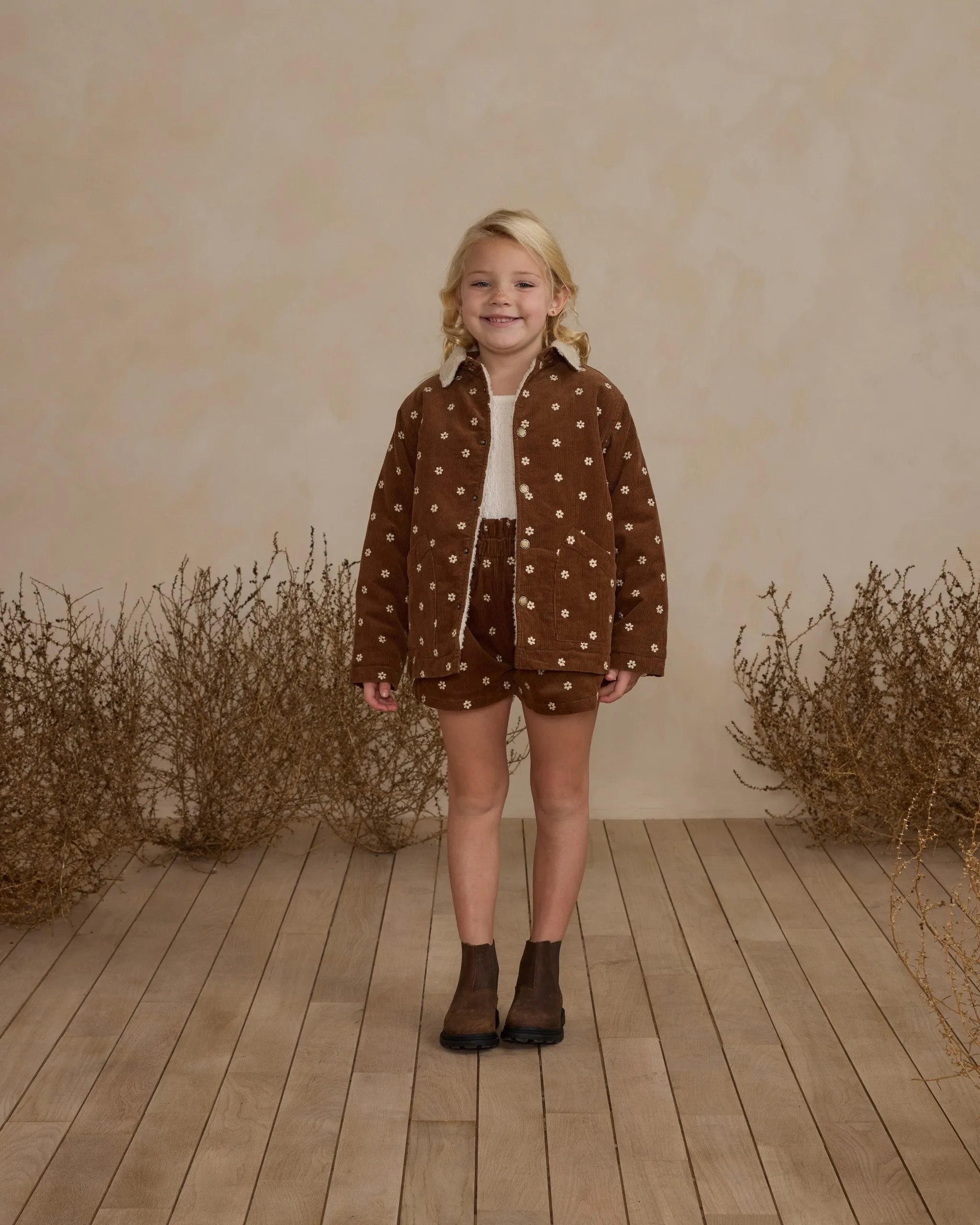 The Long Chore Coat by Rylee   Cru - Floral Embroidery - KIDS