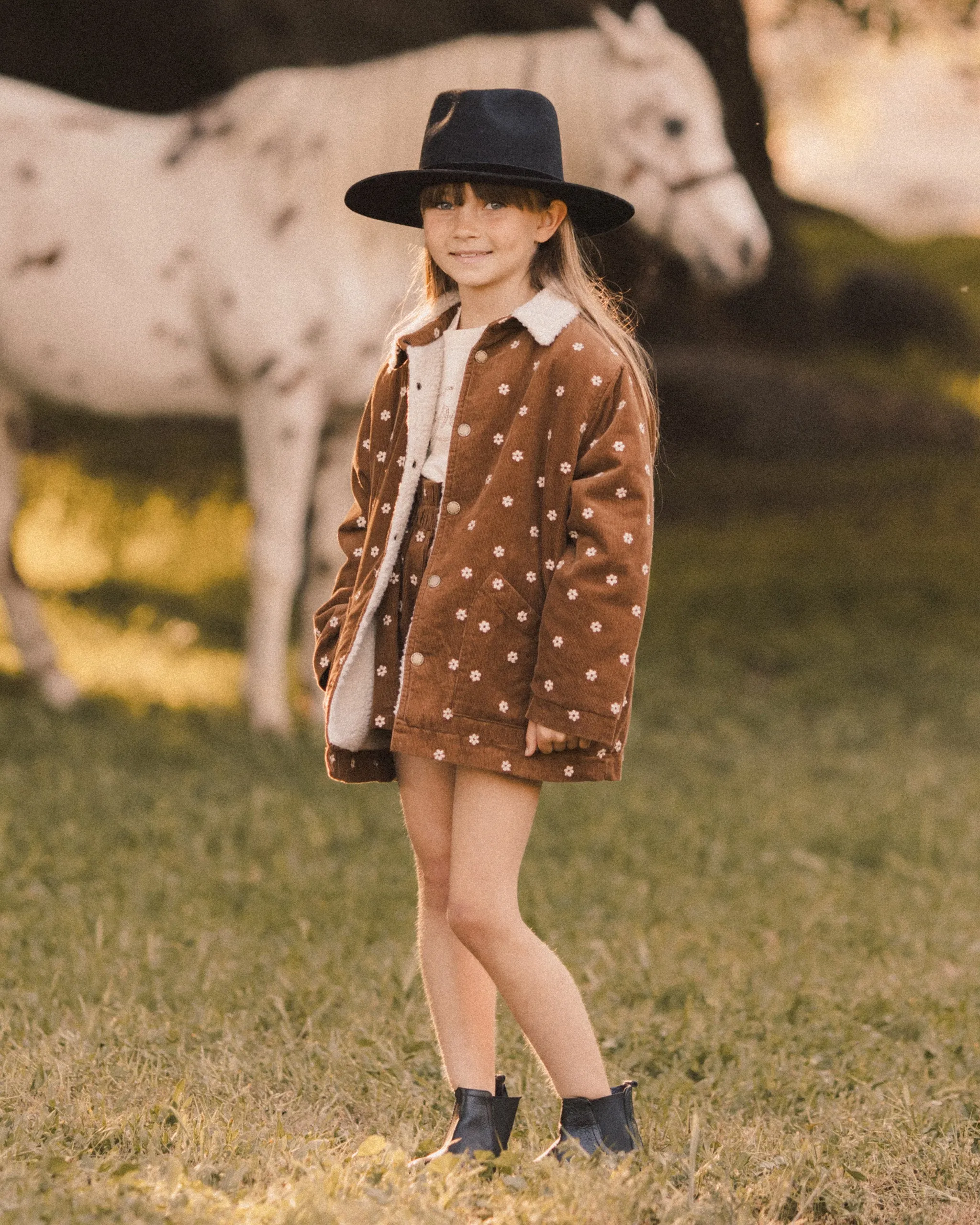 The Long Chore Coat by Rylee   Cru - Floral Embroidery - KIDS