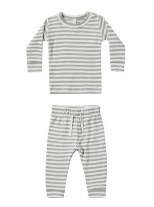 The Waffle Top   Pant SET by Quincy Mae - Sky Stripe - BABY