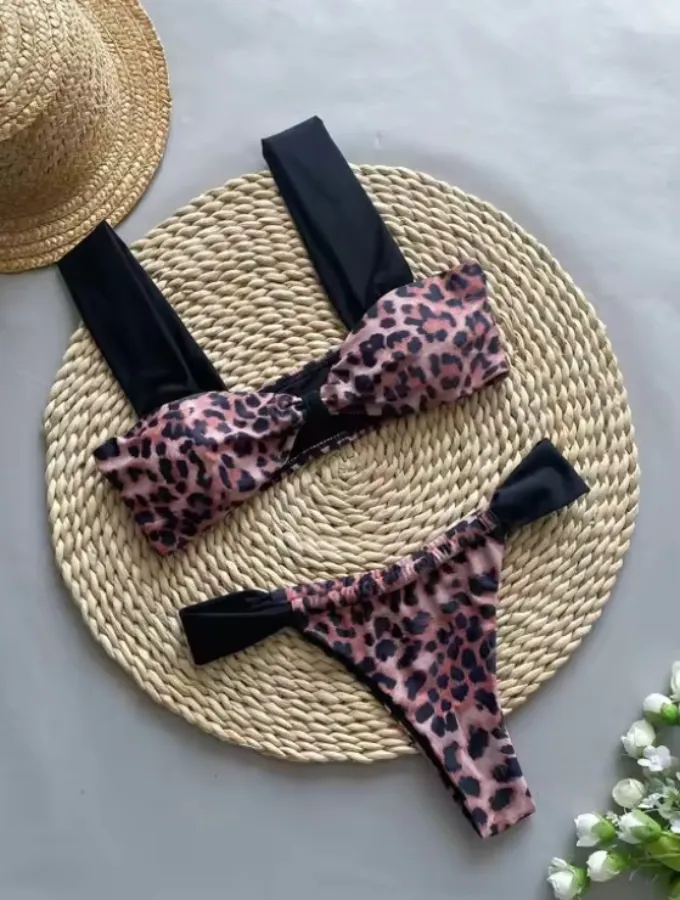 THICK STRAP LEOPARD PRINT BIKINI