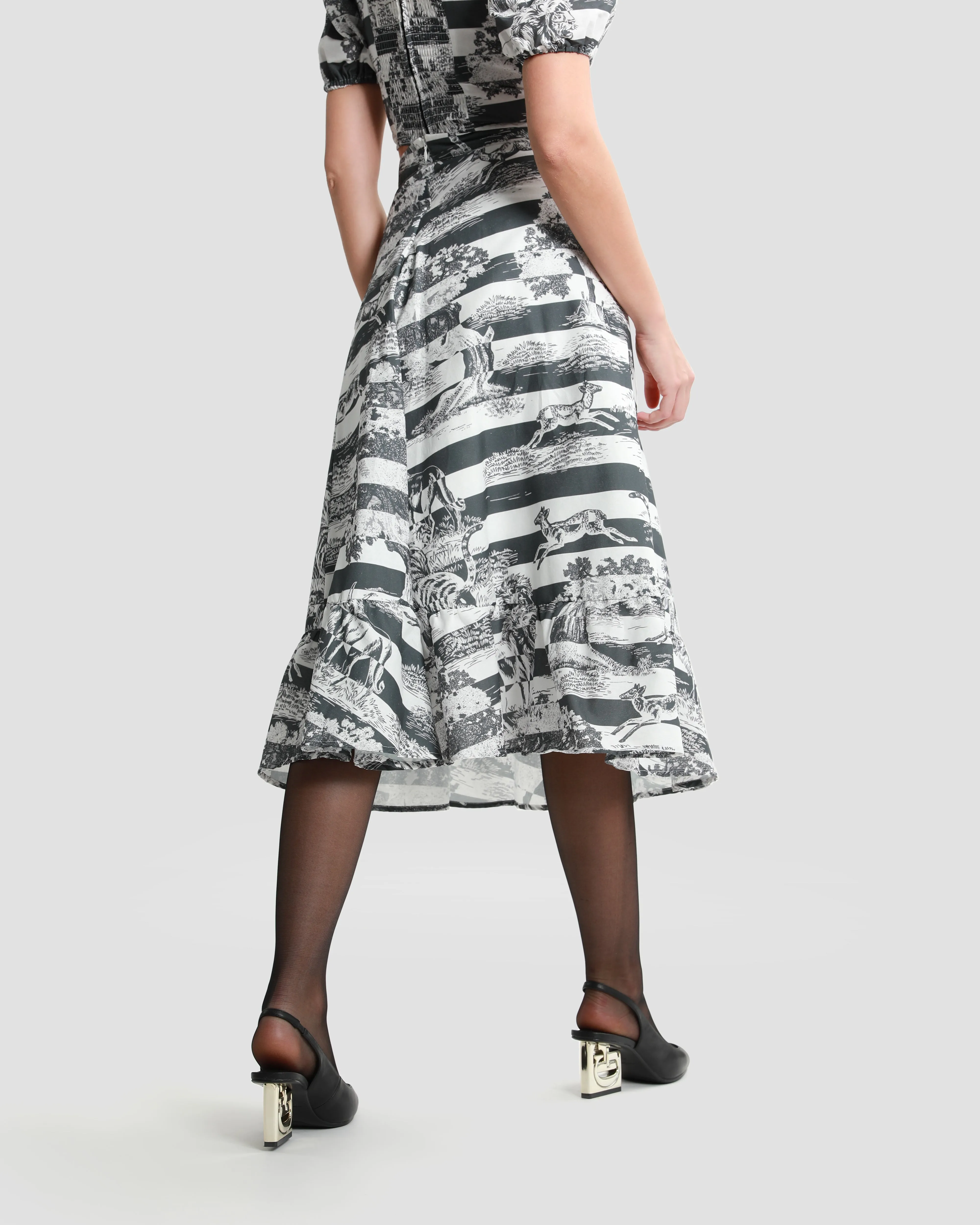 Toile Printed Midi Skirt