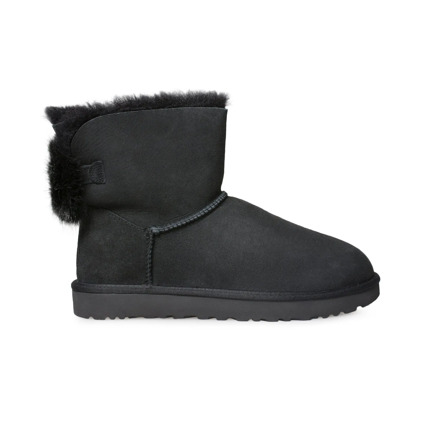 UGG Mini Puff Crystal Bow Black Boots - Women's