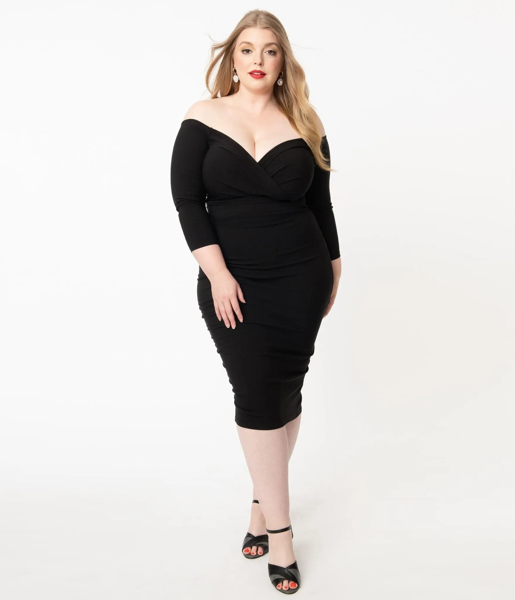 Unique Vintage Plus Size Black Shailene Pencil Dress