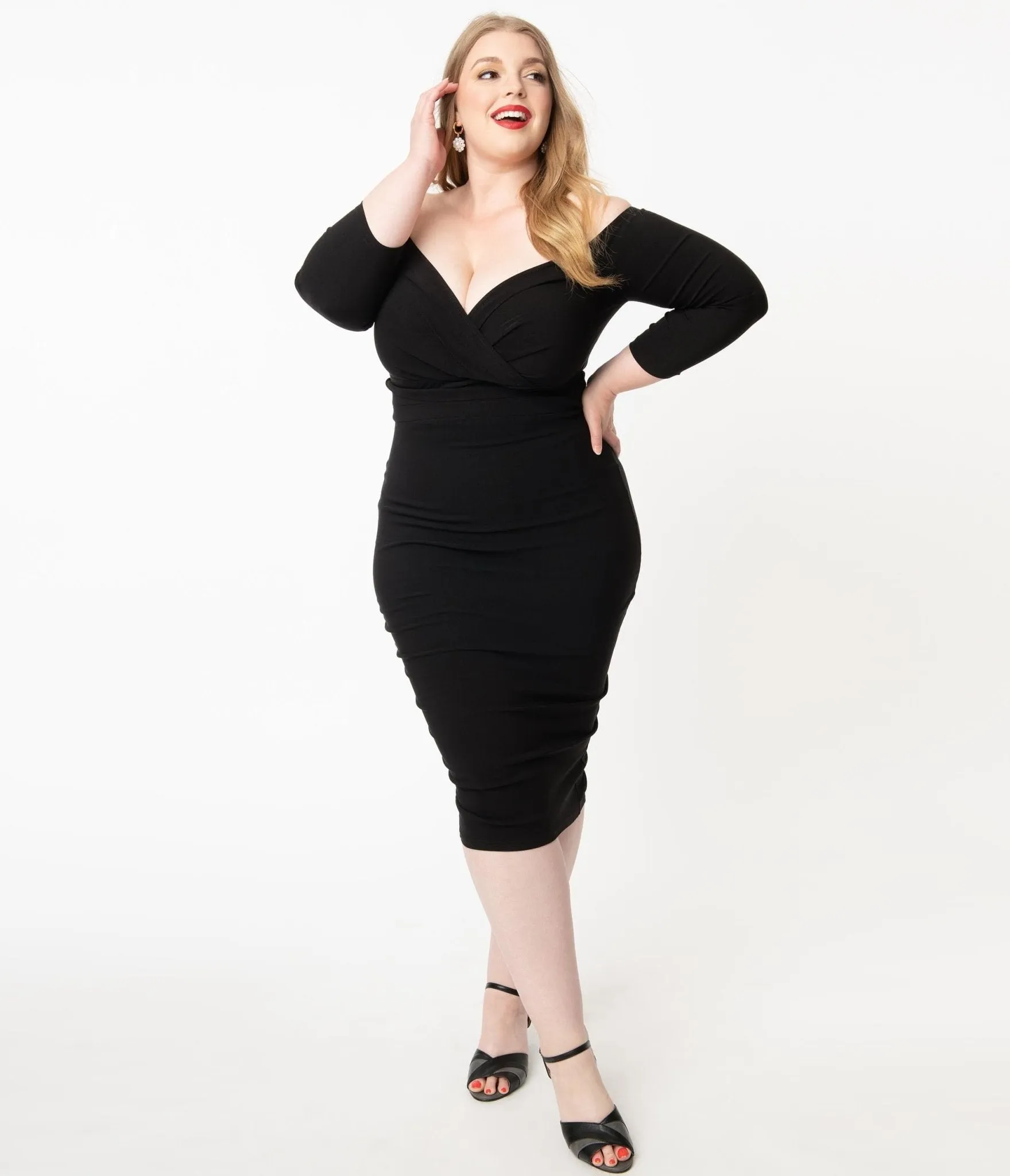 Unique Vintage Plus Size Black Shailene Pencil Dress