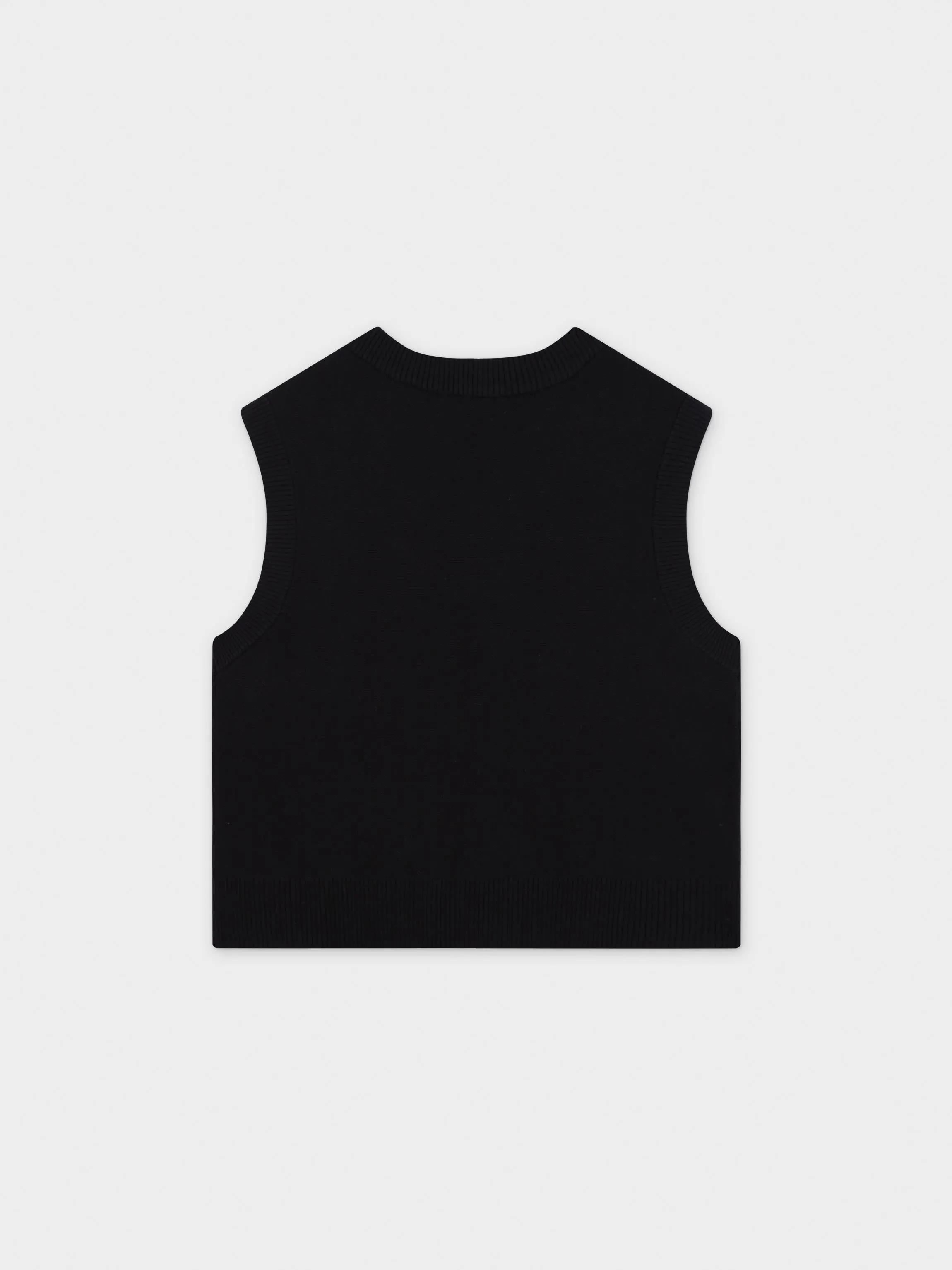 V-Neck Knit Vest-Black