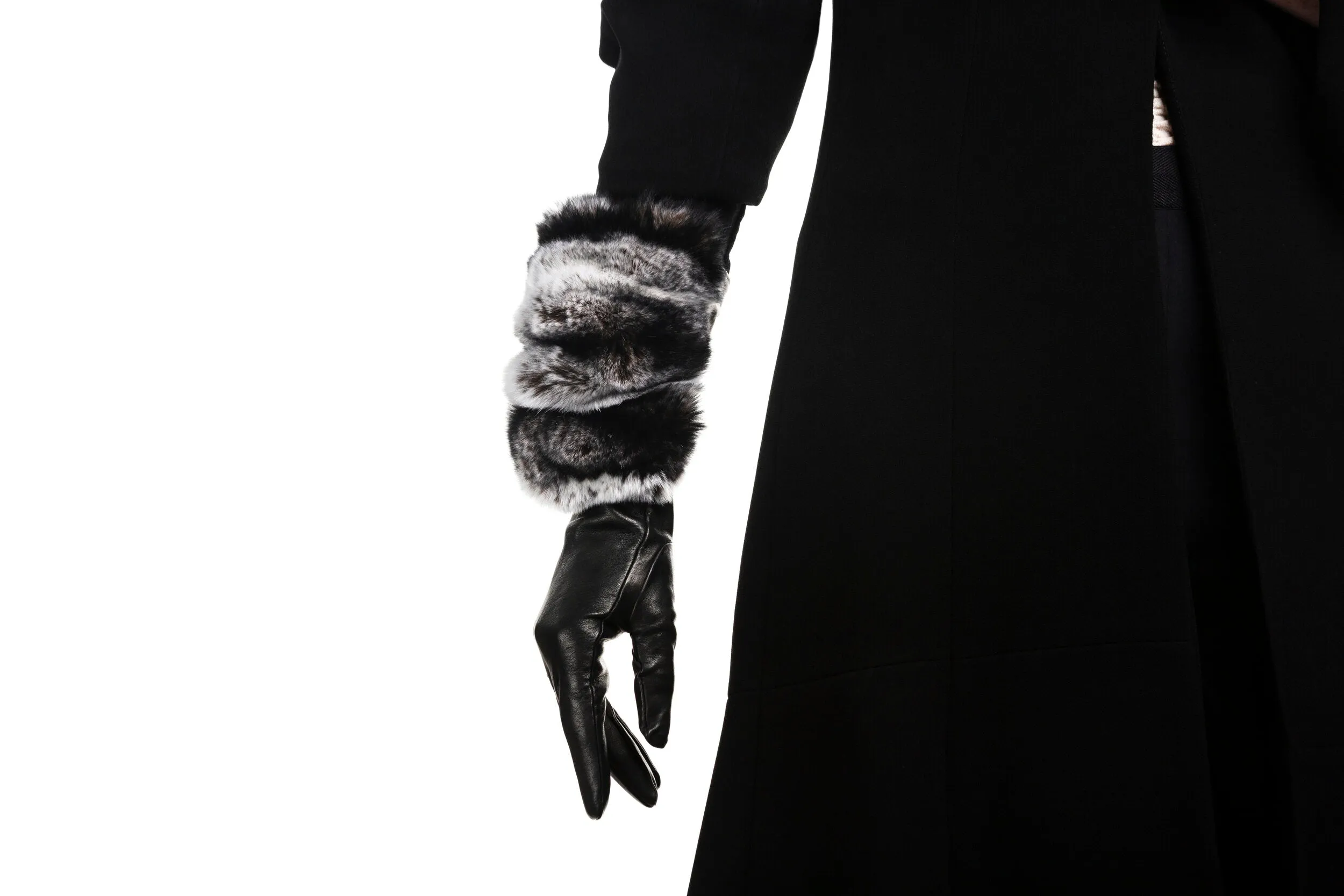 Veronique Rex - Women's Leather Gloves with Fur Cuff