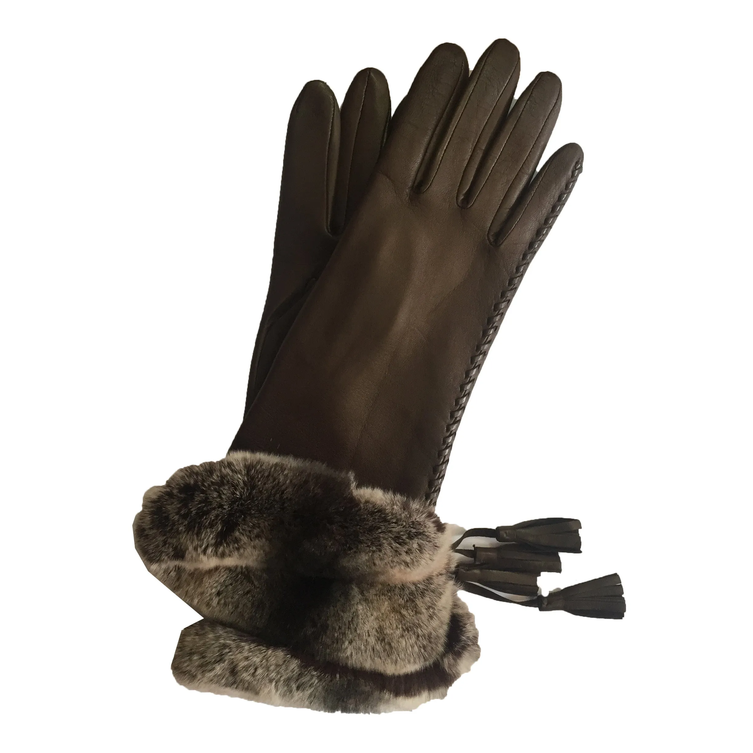 Veronique Tassel - Women's Silk Lined Tassel Leather Gloves