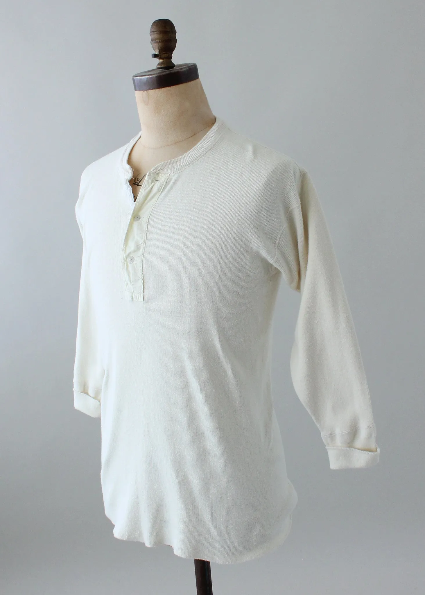 Vintage 1950s Hanes Thermal Henley Tshirt