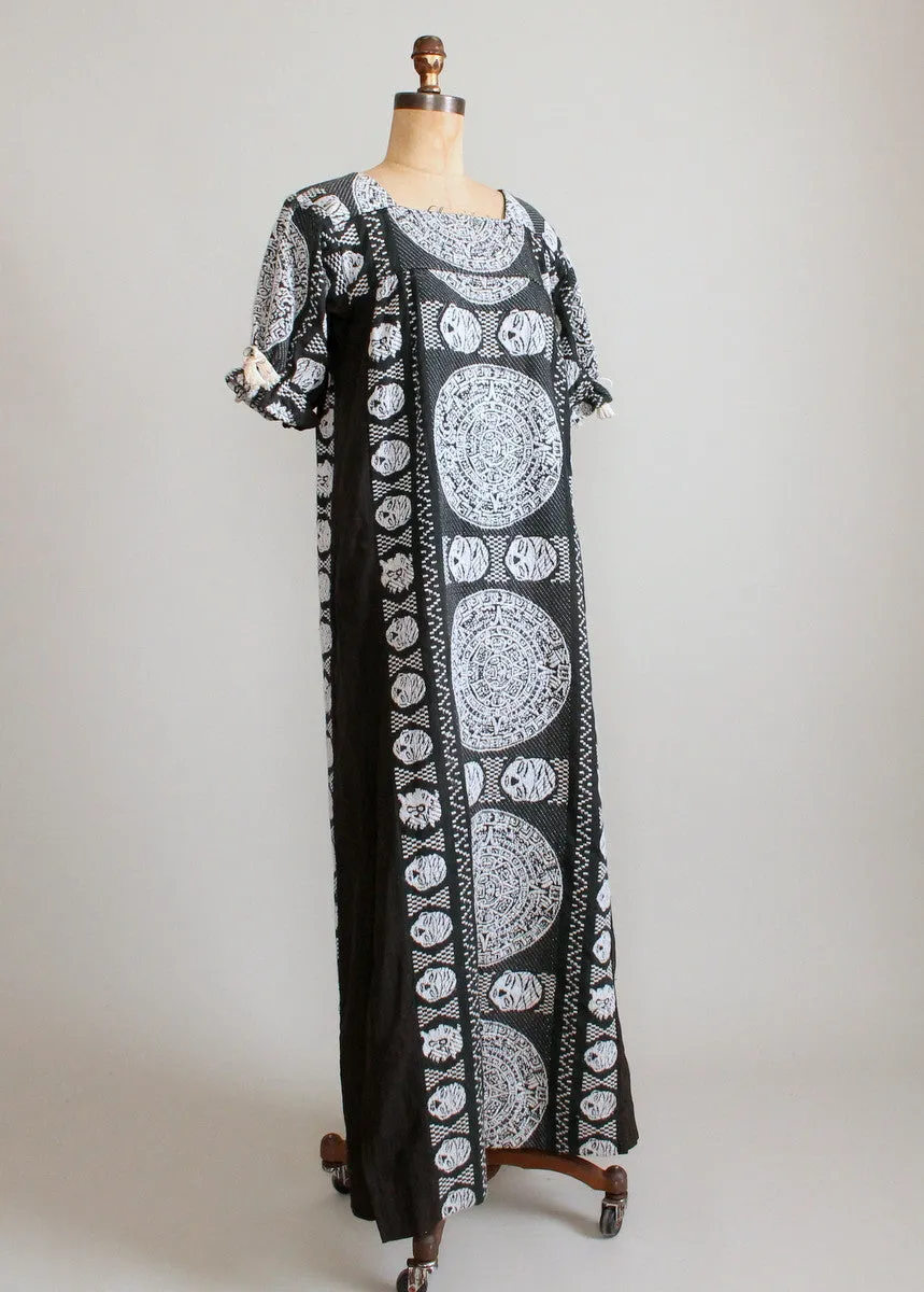 Vintage 1960s Miss Elliette Embroidered Ethnic Caftan Dress