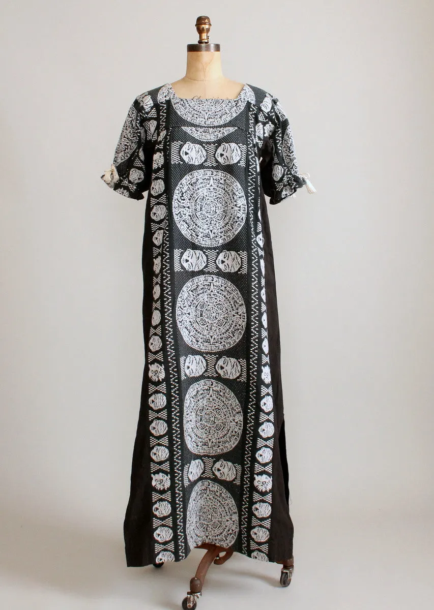 Vintage 1960s Miss Elliette Embroidered Ethnic Caftan Dress